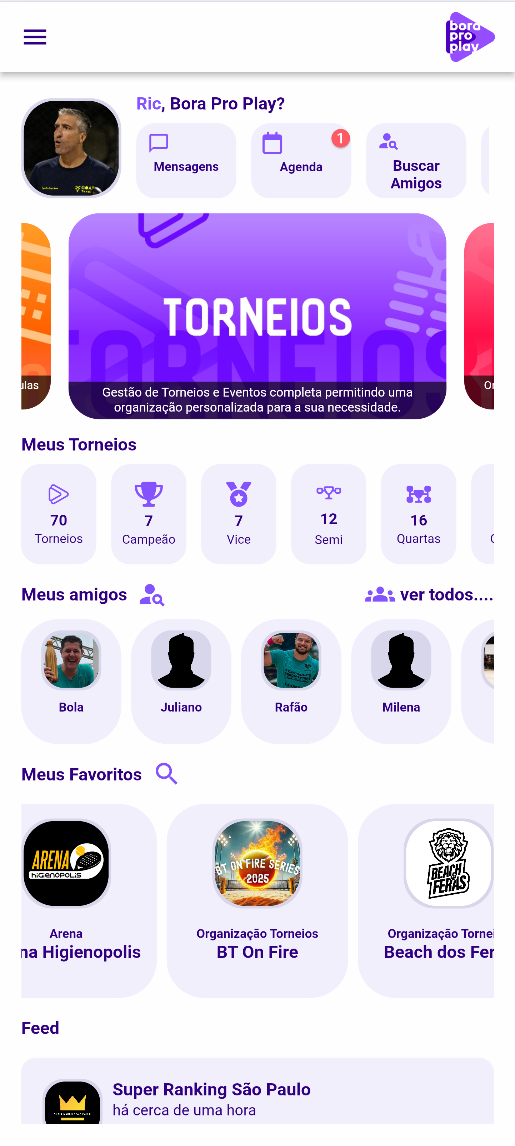 Tela inicial do Bora Pro Play